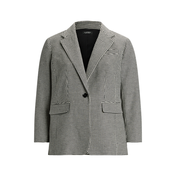 Blazer pied-de-poule serg&eacute; coton m&eacute;lang&eacute;