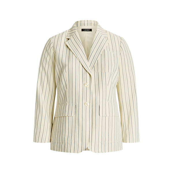 Striped Cotton-Blend Blazer Lauren Woman 1