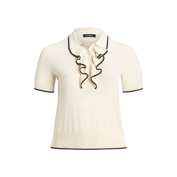 Two-Tone Ruffle-Trim Polo Jumper Lauren Woman 1