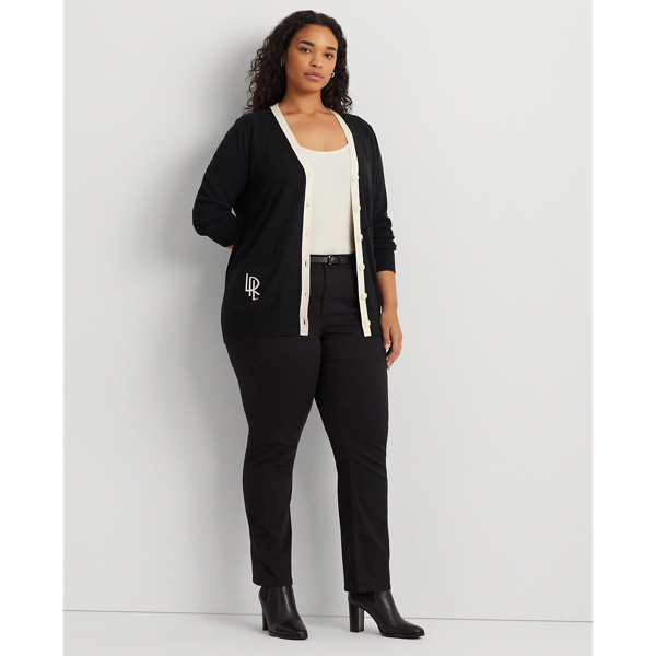 ラルフ・ローレン Lauren Ralph Lauren Plus Size Two-tone Cotton-blend Cardigan レディース Two-Tone Cotton-Blend Cardigan