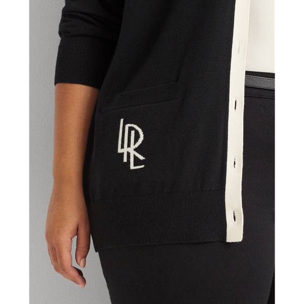 ラルフ・ローレン Lauren Ralph Lauren Plus Size Two-tone Cotton-blend Cardigan レディース Two-Tone Cotton-Blend Cardigan