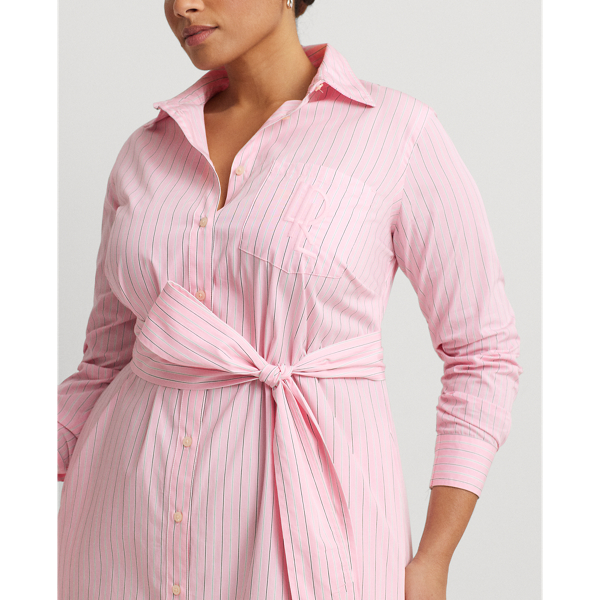 送関込☆LAURENRALPHLAUREN STRIPEDBELTEDBROADCLOTH SHIRTDRESS Striped Belted Broadcloth Shirtdress