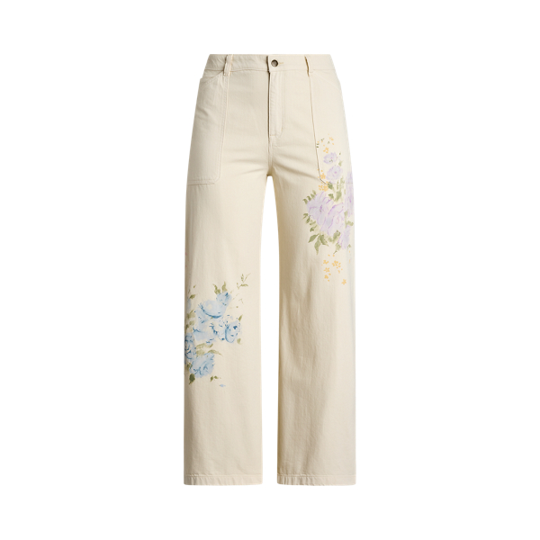 Jean fleuri jambe large taille haute Lauren Woman en 1