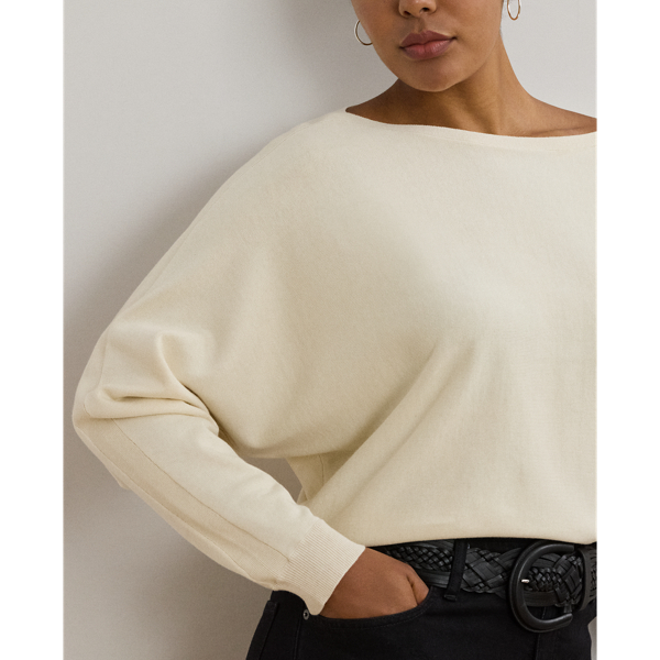 Cotton-Blend Dolman-Sleeve Sweater