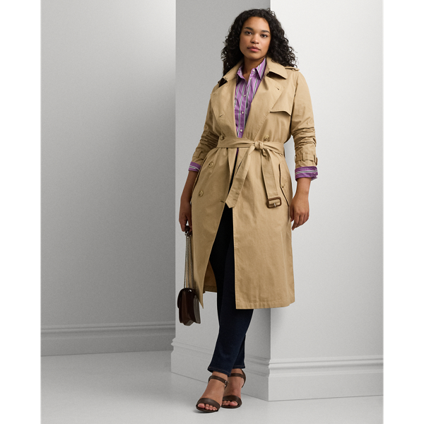 Water Repellent Belted Twill Trench Coat