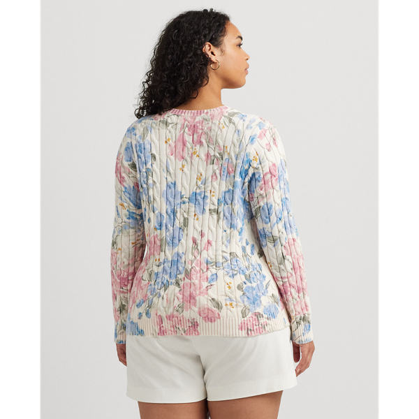 売れ筋商品|||ラルフローレン ニット&セーター アウター レディース Women's Floral Linen-Cotton Short-Sleeve Sweater White/Blue Floral Linen-Cotton Short-Sleeve Sweater