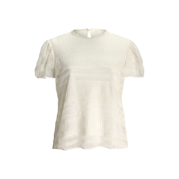 Lauren Ralph Lauren Women's Eyelet Flutter deals Sleeve White Top Size PL $125 NWT