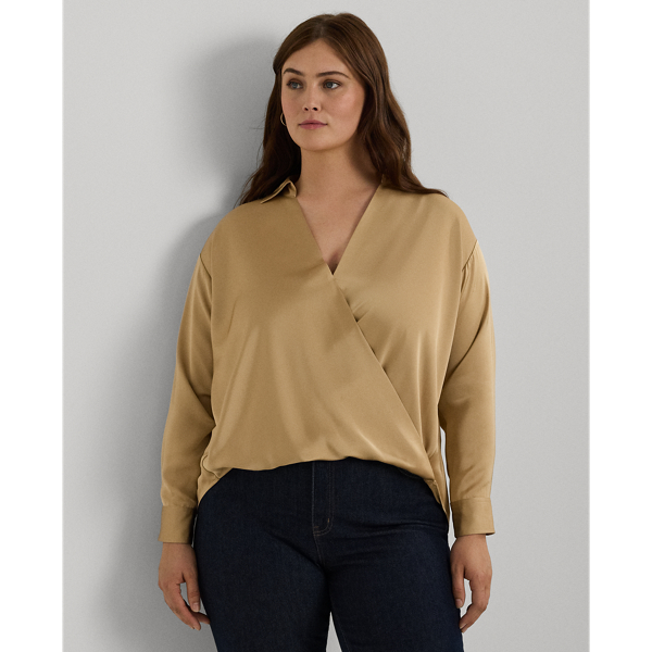 Satin Charmeuse Surplice Blouse