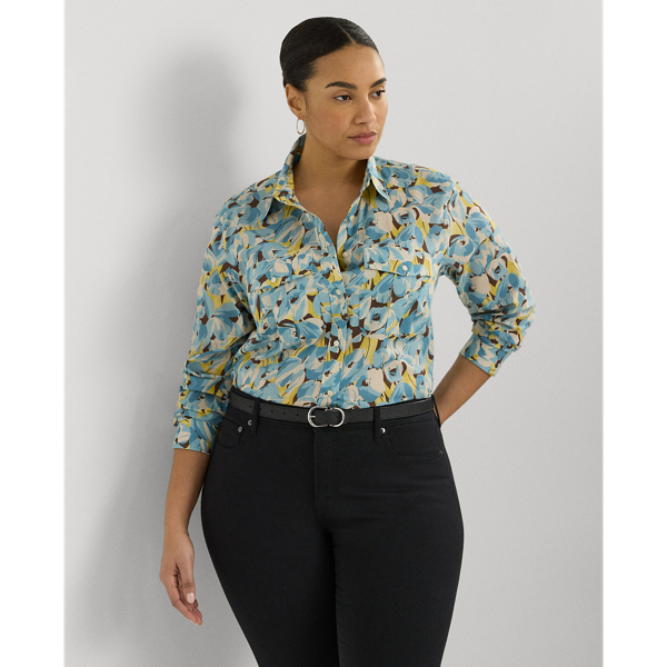 Classic Fit Floral Cotton Voile Shirt