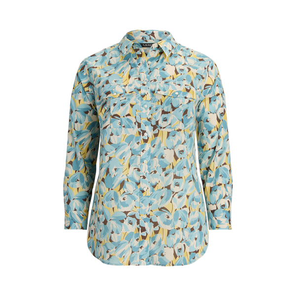 Chemise classique fleurie voile de coton Lauren Woman en 1