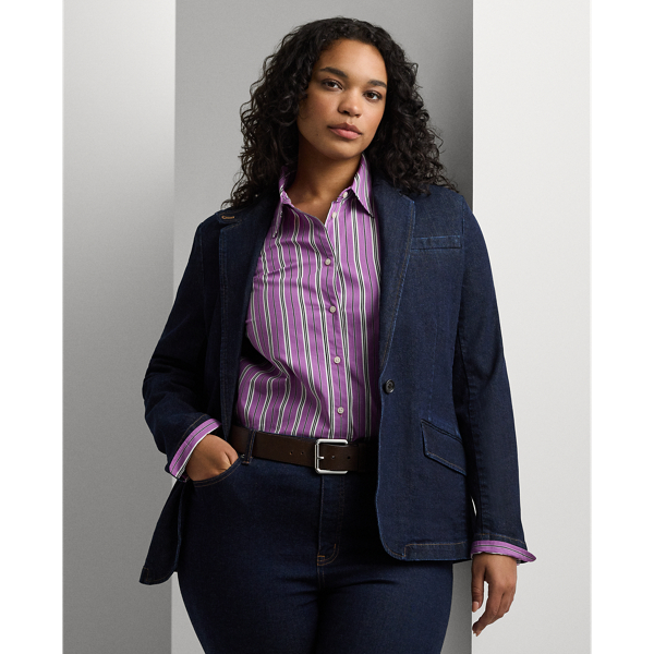 Deep Indigo Wash Denim Blazer Lauren Woman 1