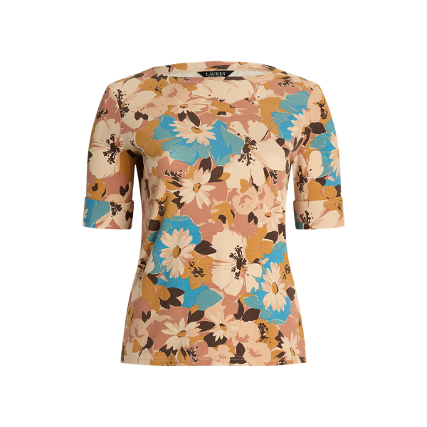 Gebl&uuml;mtes T-Shirt mit U-Boot-Ausschnitt Lauren Woman in 1