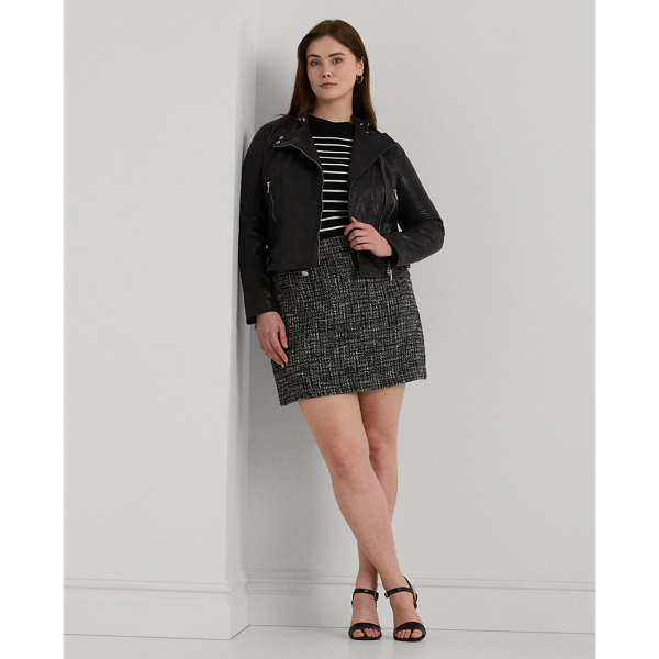 Black/Mascarpone Cream Bouclé Pencil Miniskirt Lauren Woman 1