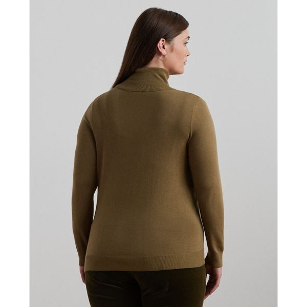 Honey Tan Silk-Blend Turtleneck Sweater Lauren Woman 5