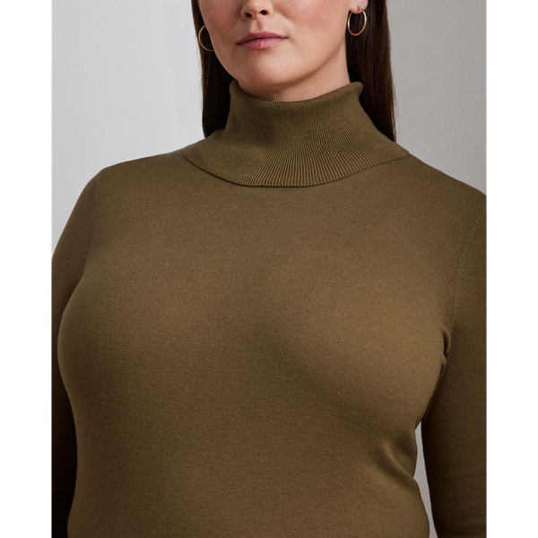 Honey Tan Silk-Blend Turtleneck Sweater Lauren Woman 6