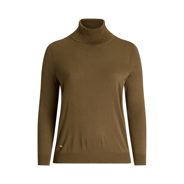 Honey Tan Silk-Blend Turtleneck Sweater Lauren Woman 2
