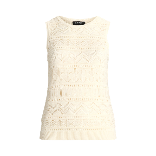 Pointelle-Knit Sleeveless Jumper Lauren Woman 1