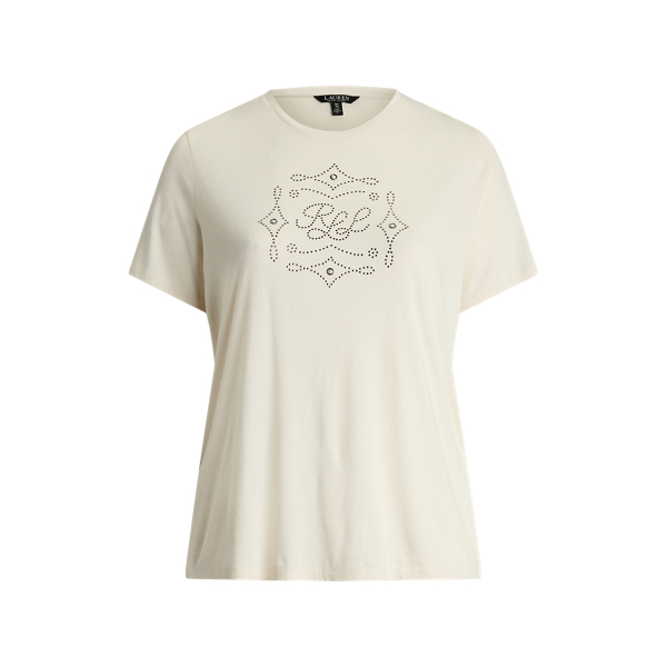 Jersey katoenmix T-shirt logo met studs Lauren Woman in 1