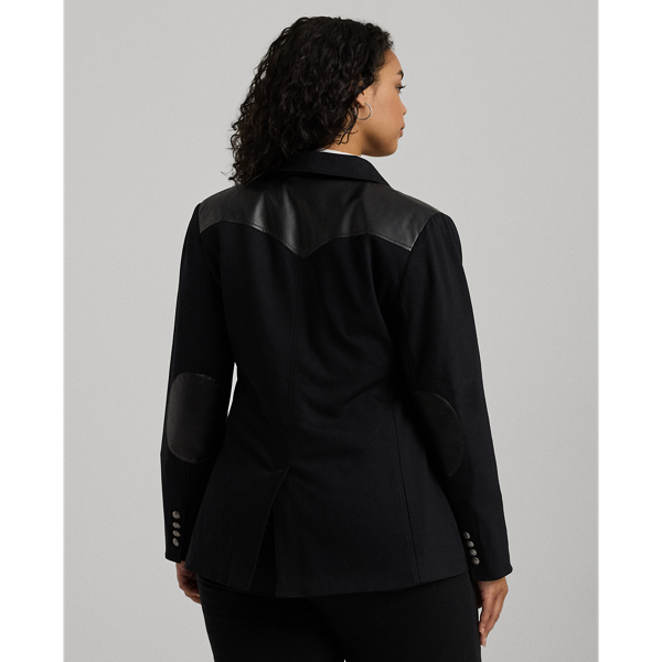 Faux leather trim blazer hotsell