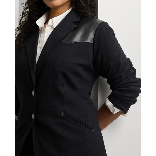 Leather trim blazer best sale