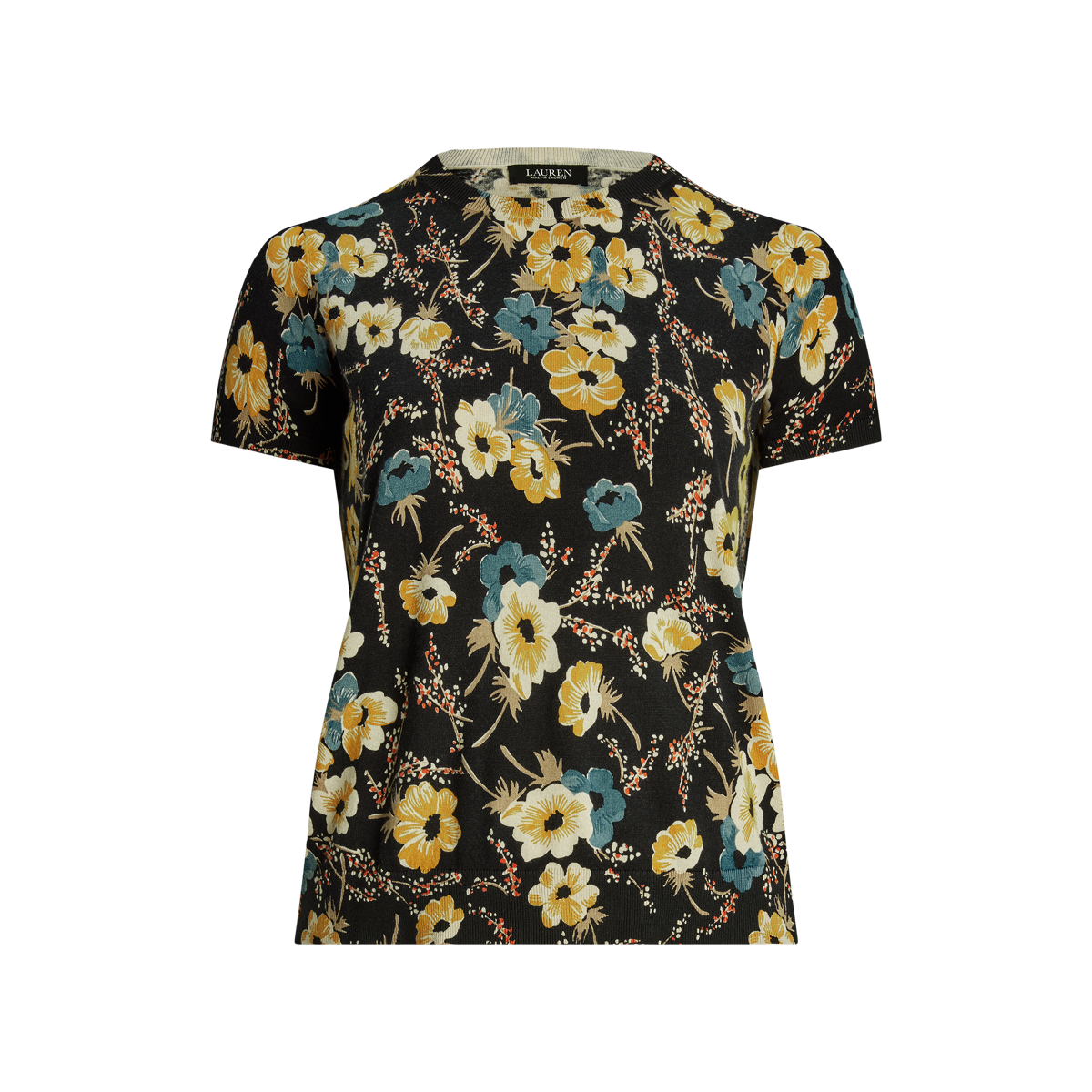 ラルフ・ローレン Lauren Ralph Lauren Petite Floral Cotton-Blend Short-Sleeve Sweate Women's Lauren Ralph Lauren Petite Floral Cotton-Blend Short