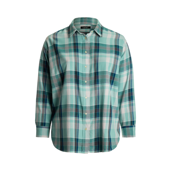 (取寄) ローレン ラルフローレン レディース プラス サイズ リラックスド-フィット フィット プレイド コットン ツイル シャツ Lauren Ralph Lauren women Plus Size Relaxed Fit Plaid Cotton Twill Shirt Blue/Tan Multi Relaxed Fit Plaid Cotton Twill Shirt