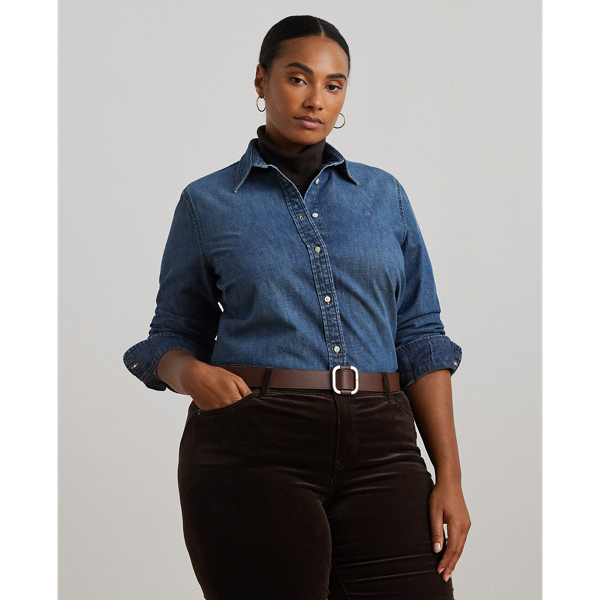 Harvest Wash Classic Fit Denim Shirt Lauren Woman 1