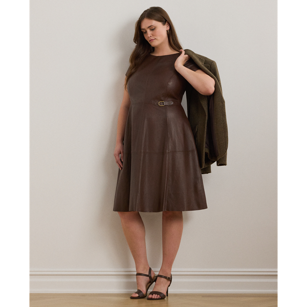 Lambskin Fit-and-Flare Dress