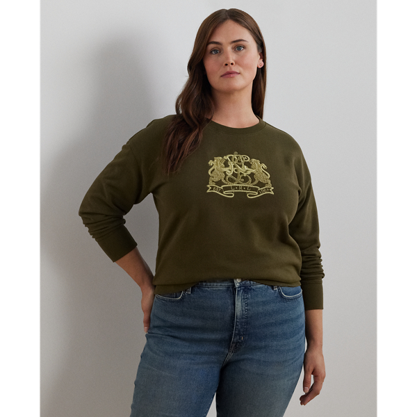 Botanic Green Lion-Crest French Terry Pullover Lauren Woman 1