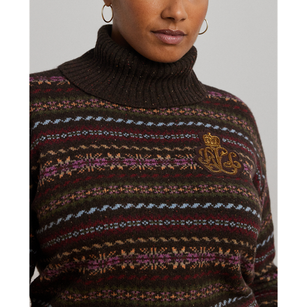 Fair Isle Wool Blend Turtleneck Sweater