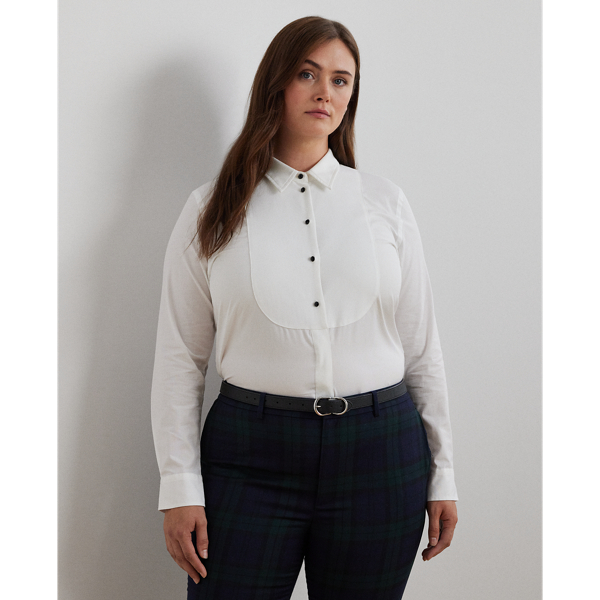 Bib-Front Cotton Broadcloth Shirt