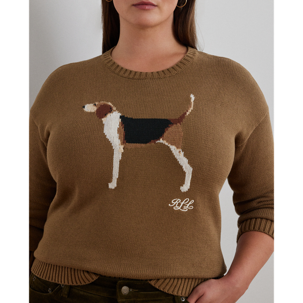 Intarsia Knit Beagle Cotton Jumper for Women Ralph Lauren PT