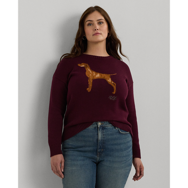 Intarsia-Knit Vizsla Cotton Sweater