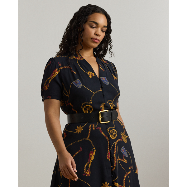 Printed georgette puff sleeve dress deals