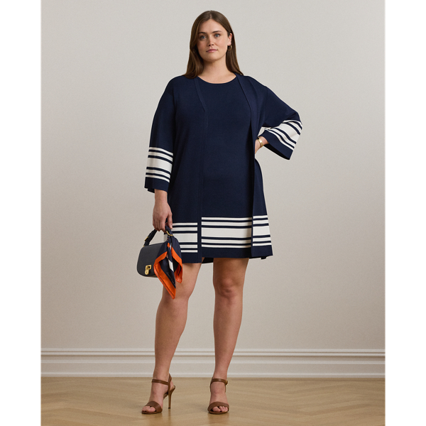 Refined Navy/White Two-Tone Cardigan Lauren Woman 1