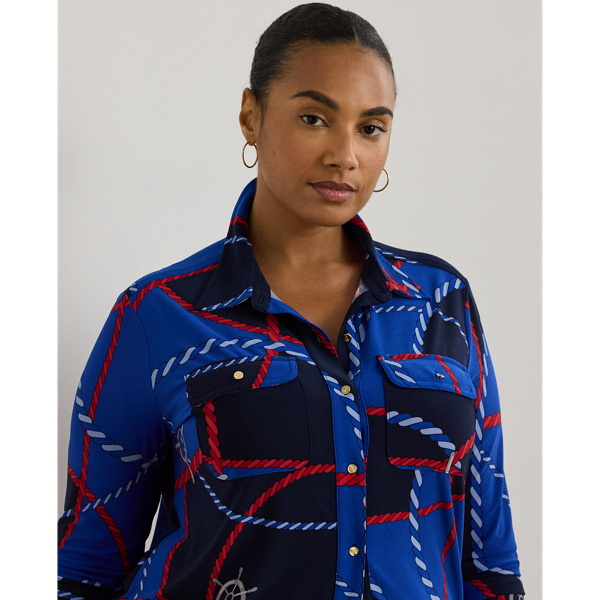 Slim Fit Rope-Print Jersey Shirt