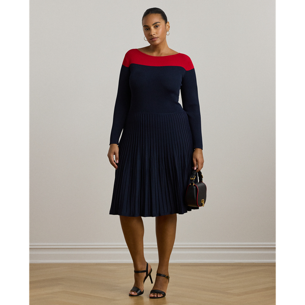 Two-Tone Pointelle-Knit Dress