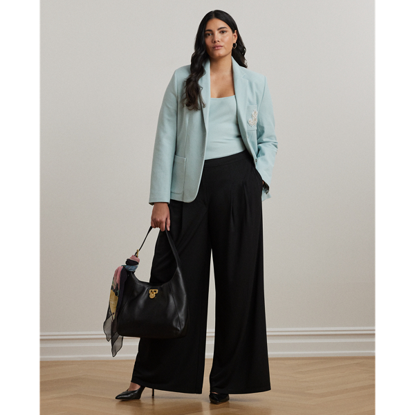 Pleated Stretch Jersey Wide-Leg Pant