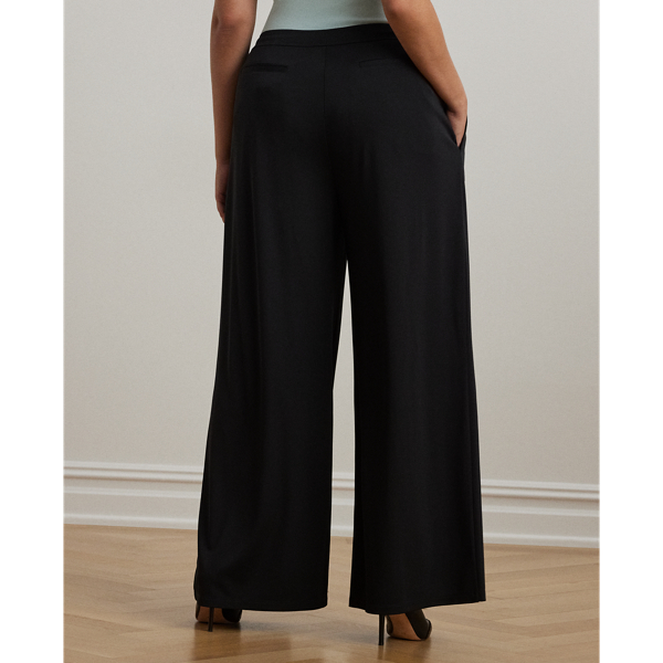 Pleated Stretch Jersey Wide-Leg Pant