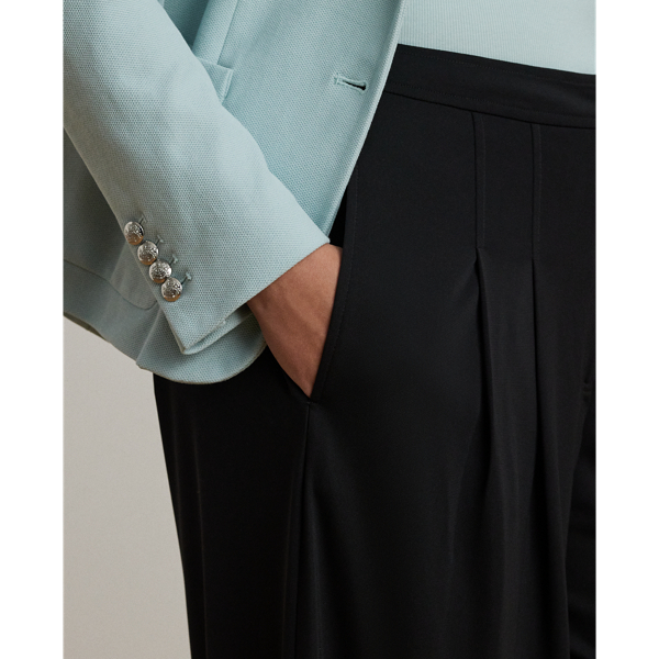 Pleated Stretch Jersey Wide-Leg Pant