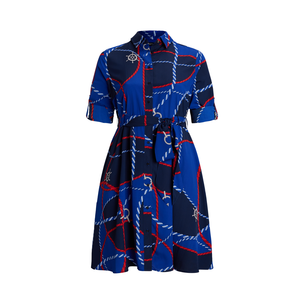 送関込☆LAURENRALPHLAUREN BELTED CREPE PINTUCKED SHIRTDRESS Belted Crepe Pintucked Shirtdress