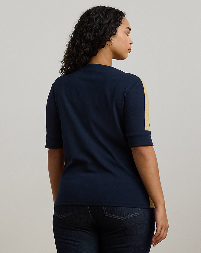 BLUE CREWNECK WITH LITTLE TONE ON TONE FLOWERS IN STRETCH FRENCH COTTON, BABY BLUE CREWNECK WITH LITTLE TONE ON TONE FLOWERS IN STRETCH FRENCH COTTON, BABY