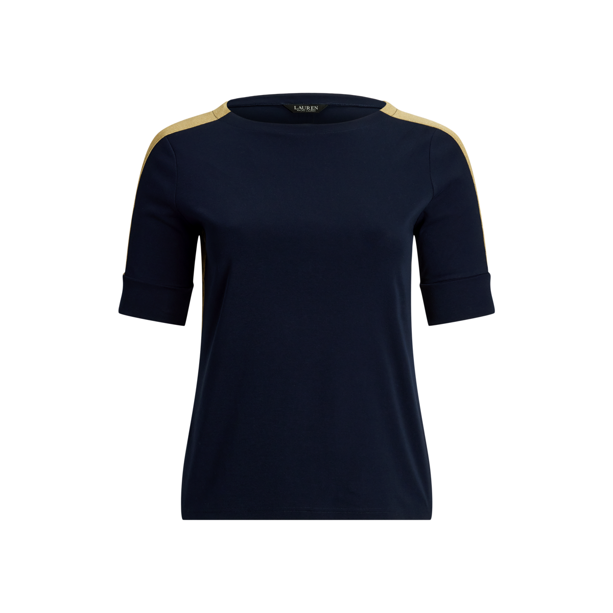 ラルフ・ローレン Lauren Ralph Lauren Two-Tone ストレッチ Cotton Elbow-Sleeve Tee レディース シ Women's Lauren Ralph Lauren Two-Tone Stretch Cotton Elbow