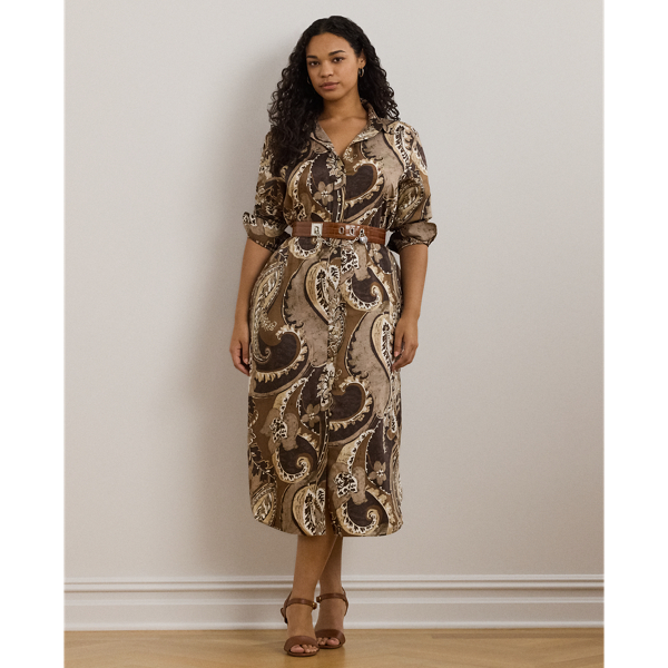 Brown Multi Twill-Hemdkleid mit Paisley-Motiv Lauren Woman 1