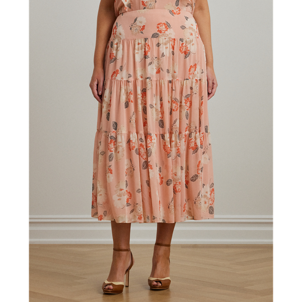 Floral Crinkle Georgette Tiered Skirt
