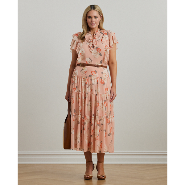 Floral Crinkle Georgette Tiered Skirt