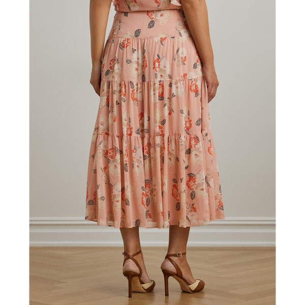 Floral Crinkle Georgette Tiered Skirt