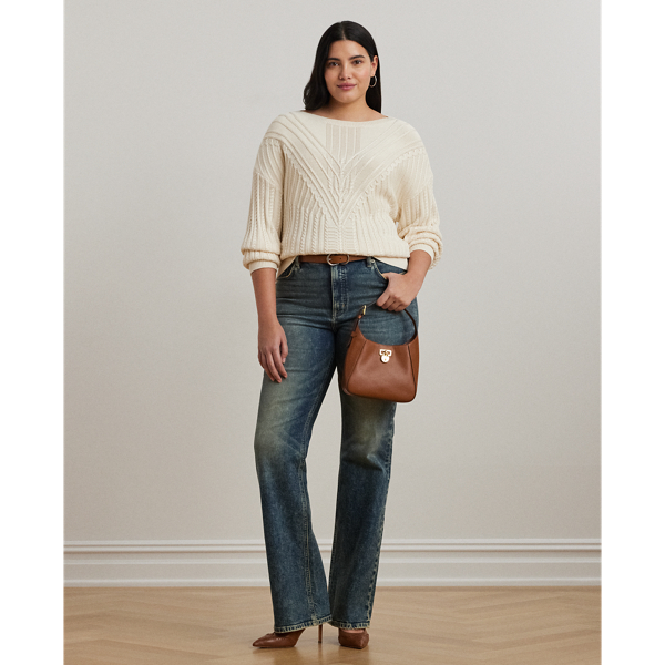 Cable-Knit Cotton-Blend Boatneck Sweater