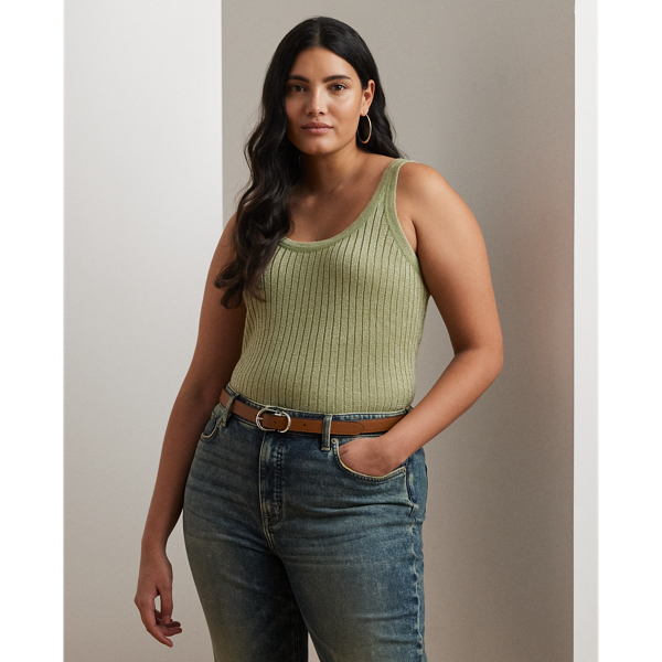 Metallic Rib-Knit Sweater Tank Top