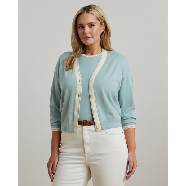 Two-Tone Cotton-Blend Cardigan